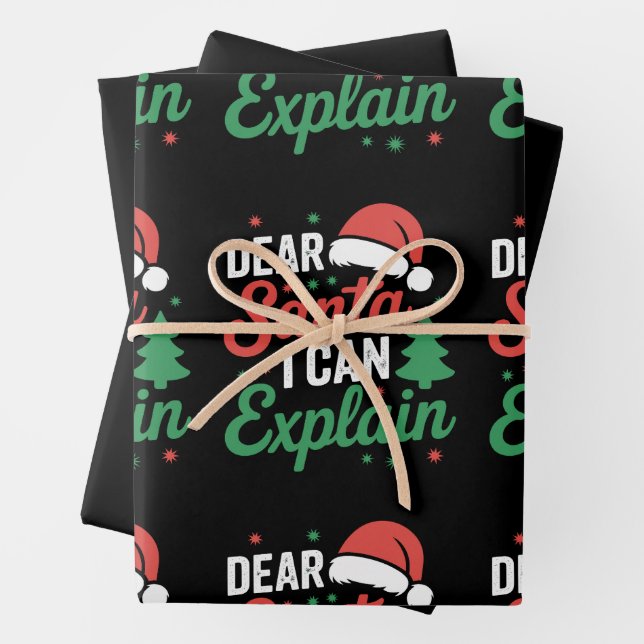 Dear Santa I Can Explain Christmas Xmas Holiday Wrapping Paper Sheet (In situ)