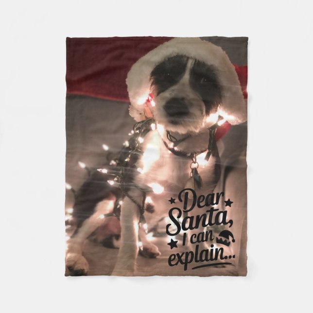 Dear Santa I can explain (dog) Fleece Blanket (Front)