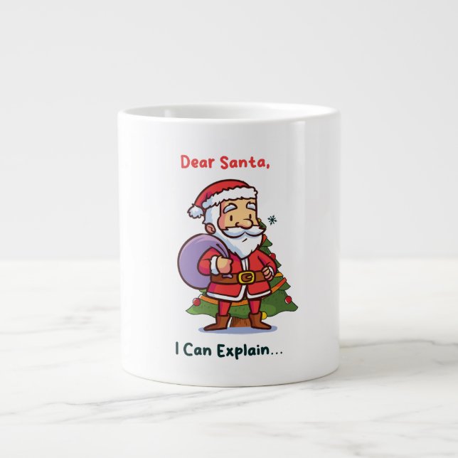 Dear Santa, I Can Explain – Funny Christmas Large Coffee Mug (Front)