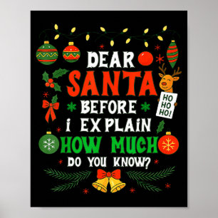 Dear Santa I Can Explain Funny Christmas Men Women Poster