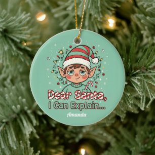 Dear Santa I Can Explain Funny Christmas Ornament