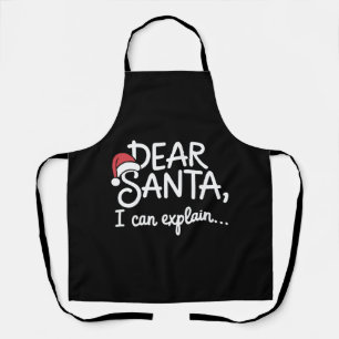 Dear Santa I Can Explain Funny Christmas Party Apron