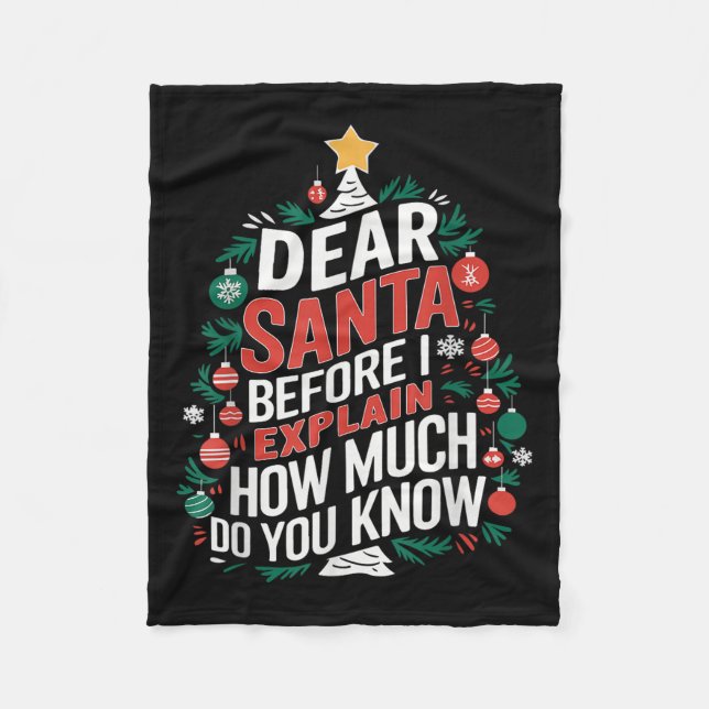 Dear Santa I Can Explain Funny Christmas Pjs Tree  Fleece Blanket (Front)