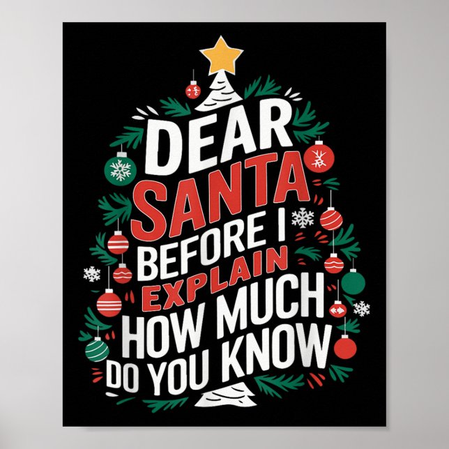 Dear Santa I Can Explain Funny Christmas Pjs Tree  Poster (Front)