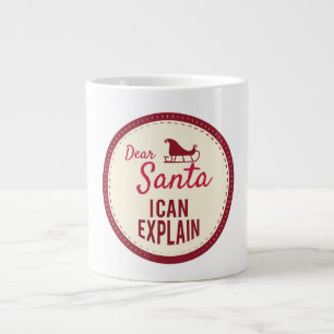 Dear Santa I can Explain, Funny Christmas Sayings Large Coffee Mug