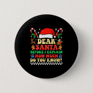 Dear Santa I Can Explain Funny Christmas Xmas Squa 6 Cm Round Badge
