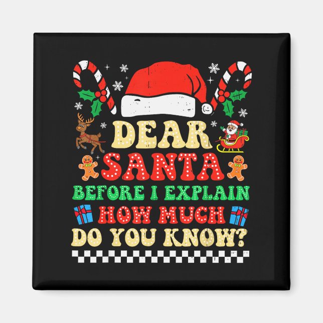 Dear Santa I Can Explain Funny Christmas Xmas Squa Magnet (Front)