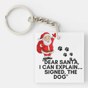 Dear Santa I Can Explain Funny Dog Christmas Mug Key Ring
