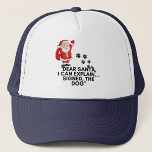 Dear Santa I Can Explain Funny Dog Christmas Mug Trucker Hat