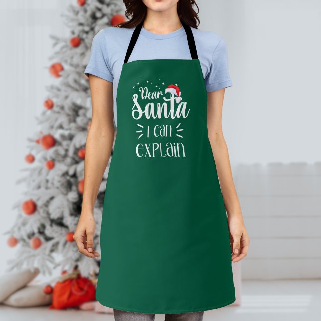 Dear Santa, I can explain funny green Christmas Apron (Creator Uploaded)