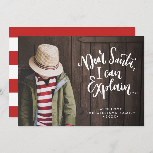 Dear Santa I can explain Funny Holiday Full Photo Invitation (Front/Back)