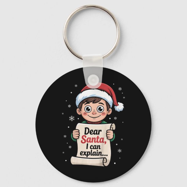Dear Santa I Can Explain Funny Naughty List Christ Key Ring (Front)