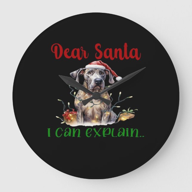 Dear Santa I Can Explain Great Dane Essential T-Sh Large Clock (Front)