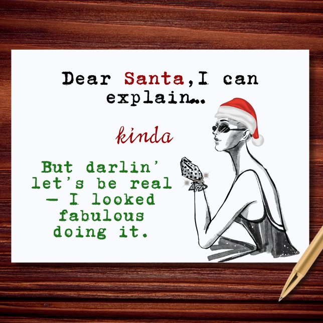 Dear Santa I Can Explain Kinda Funny Christmas Holiday Card (A bold, stylish holiday card with a fabulously sassy confession.)