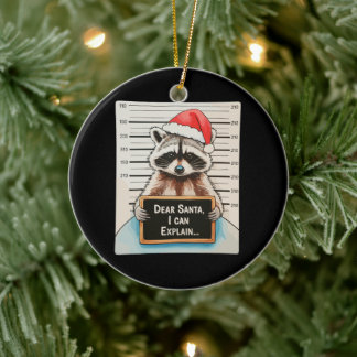 Dear Santa I Can Explain Xmas Christmas Racoon Ceramic Tree Decoration