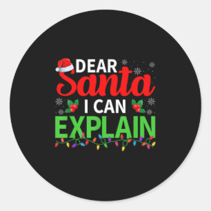 Dear Santa I Can Explain Xmas Lights Family Christ Classic Round Sticker