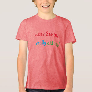 Dear Santa I Really Did Try Funny Christmas Tshirt