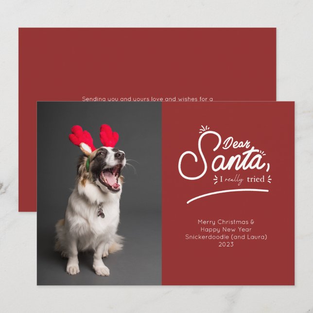 Dear Santa, I Really Tried Photo Holiday Card (Front/Back)