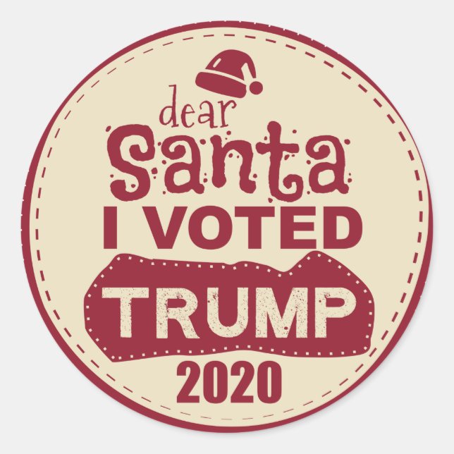 Dear Santa I Voted Trump 2020 Classic Round Sticker (Front)