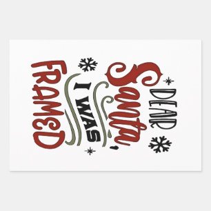 Dear Santa, I was Framed Christmas Holiday  Wrapping Paper Sheet