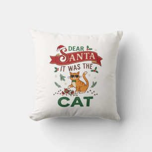 Dear Santa It Was Cat Orange Christmas Ornament Cushion