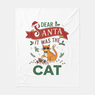 Dear Santa It Was Cat Orange Christmas Ornament Fleece Blanket