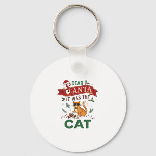 Dear Santa It Was Cat Orange Christmas Ornament Key Ring