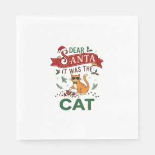 Dear Santa It Was Cat Orange Christmas Ornament Napkin