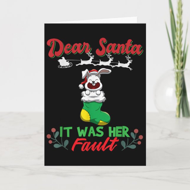 Dear Santa It Was Her Fault Siblings Matching Xmas Card (Front)