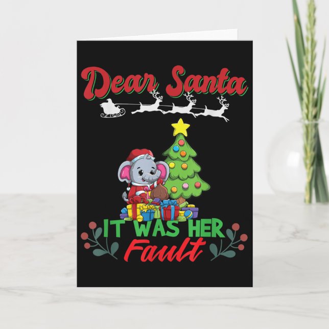 Dear Santa It Was Her Fault Siblings Matching Xmas Card (Front)