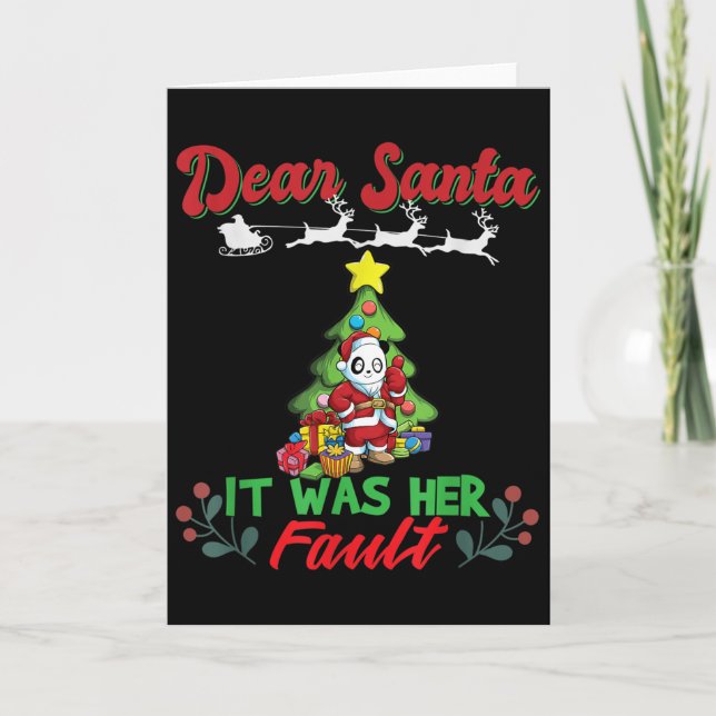 Dear Santa It Was Her Fault Siblings Matching Xmas Card (Front)