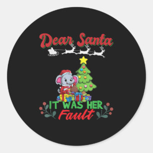 Dear Santa It Was Her Fault Siblings Matching Xmas Classic Round Sticker