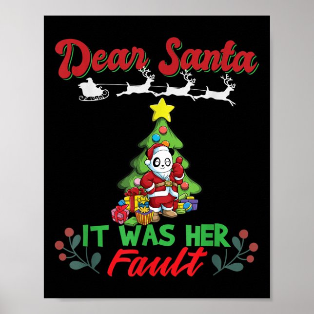 Dear Santa It Was Her Fault Siblings Matching Xmas Poster (Front)