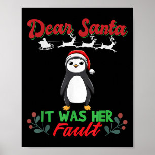 Dear Santa It Was Her Fault Siblings Matching Xmas Poster
