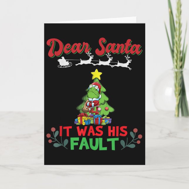 Dear Santa It Was His Fault Siblings Matching Xmas Card (Front)