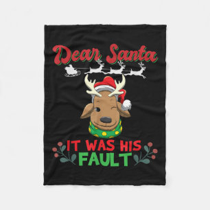 Dear Santa It Was His Fault Siblings Matching Xmas Fleece Blanket