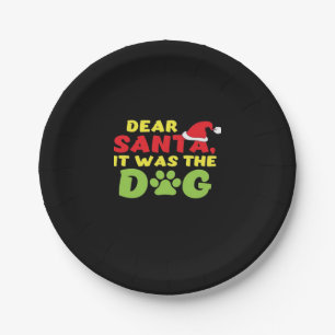 Dear Santa it was the dog paw Classic T-Shirt Paper Plate