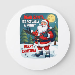 Dear santa its actually a funny storychristmas dog large clock