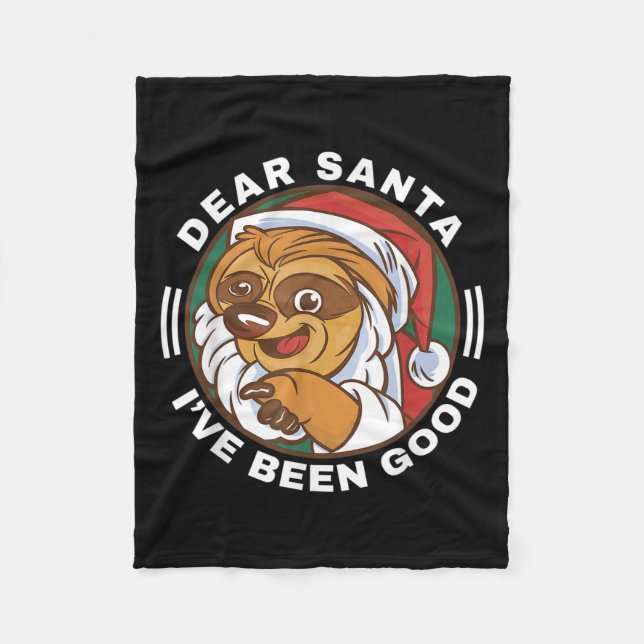 Dear Santa I've Been Good Quote Klaus Racoon  Fleece Blanket (Front)