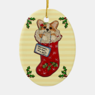 "Dear Santa, I've been very good!" Corgi Ornament
