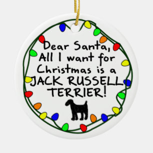 Dear Santa Jack Russell Terrier Ceramic Tree Decoration