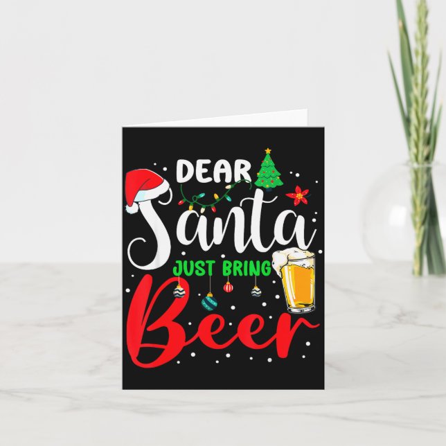 Dear Santa Just Bring Beer Christmas Pajamas Famil Card (Front)