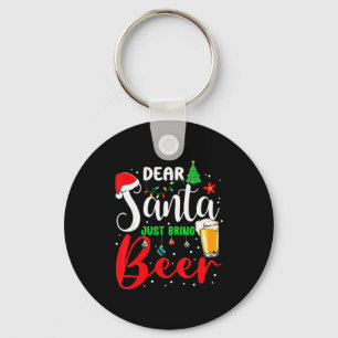 Dear Santa Just Bring Beer Christmas Pajamas Famil Key Ring