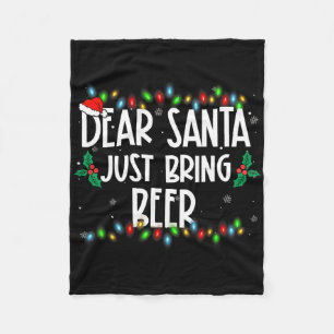 Dear Santa Just Bring Beer Christmas Pjs Family Ma Fleece Blanket