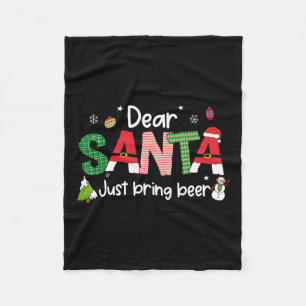 Dear Santa Just Bring Beer Christmas Pjs Family Ma Fleece Blanket