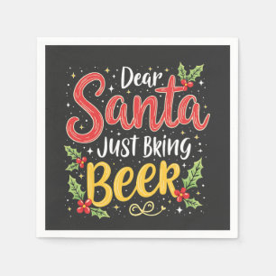 Dear Santa, Just Bring Beer Santa Clause Napkin