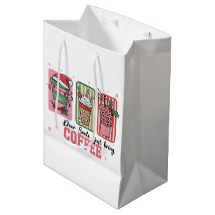 Dear Santa Just Bring Coffee Christmas Preppy Xmas Medium Gift Bag