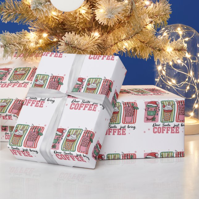 Dear Santa Just Bring Coffee Christmas Preppy Xmas Wrapping Paper (Holidays)