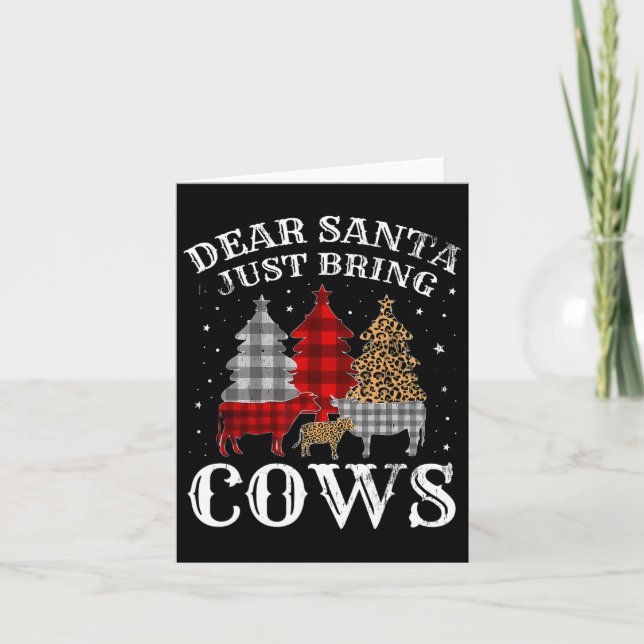 Dear Santa Just Bring Cows Christmas Buffalo Plaid Card (Front)