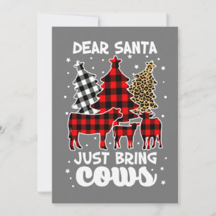 Dear Santa Just Bring Cows Christmas Buffalo Plaid Invitation